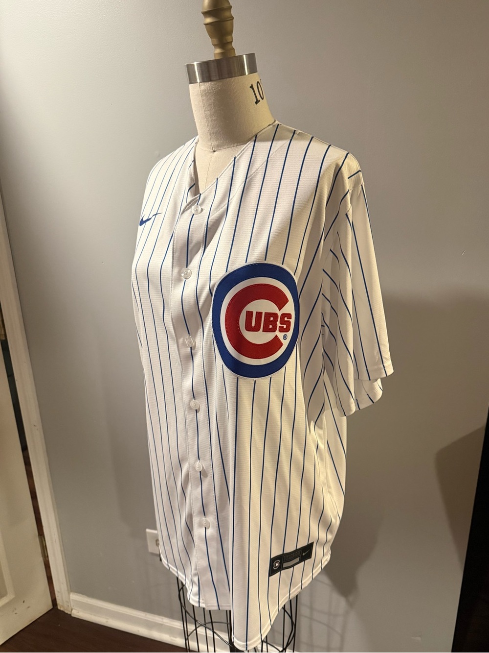 Chicago Cubs White & Blue Pinstripe Baseball Jersey